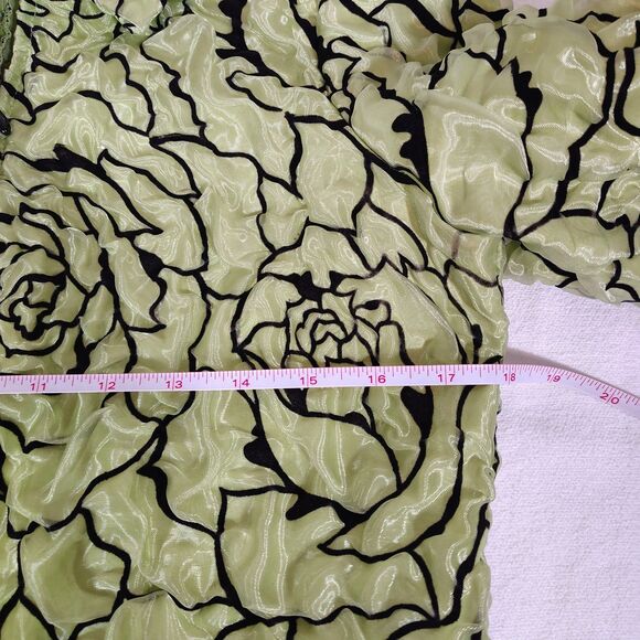 ALGO Textured Y2K L Floral Jacket Women’s Green Zip Up Raised Rose Pattern Retro - Picture 6 of 10